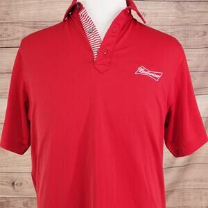 FootJoy FJ Budweiser Polo Shirt Mens Small Red Stretch Golf Performance‎ Beer